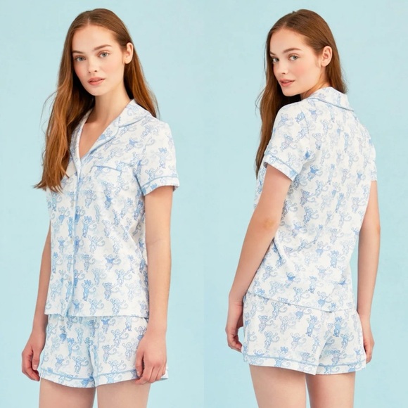 Roller Rabbit X LoveShackFancy Blue Pastiche De Monkey Polo Pajamas NWT - Picture 3 of 4